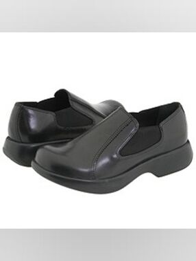 Women's Dansko Black Leather Slip-On Anti-Slip Clogs Size 38